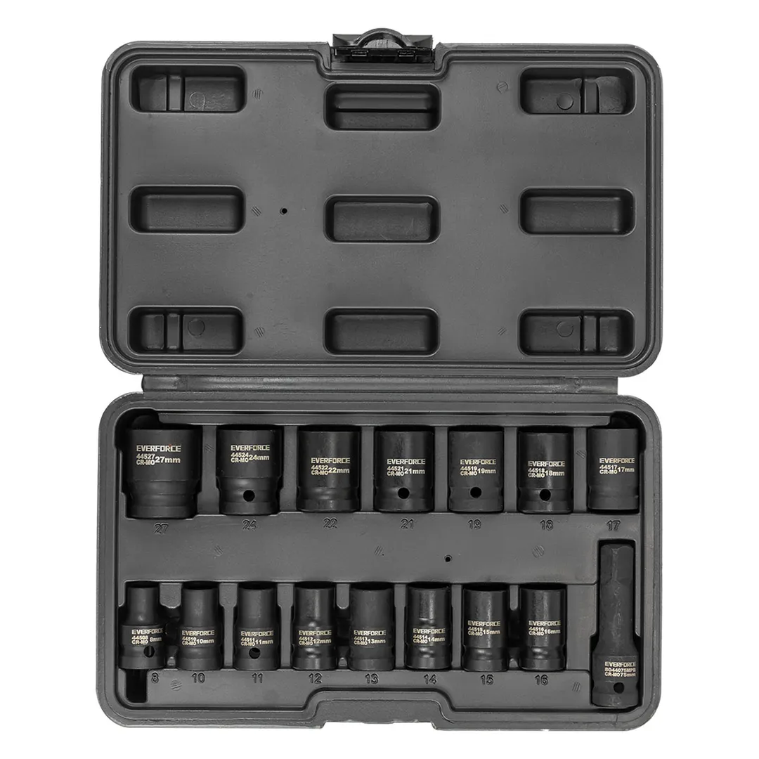 Набор головок ударных 8-27 мм 1/2'' 6-гр 16 пр EVERFORCE EF-4179-5MPB