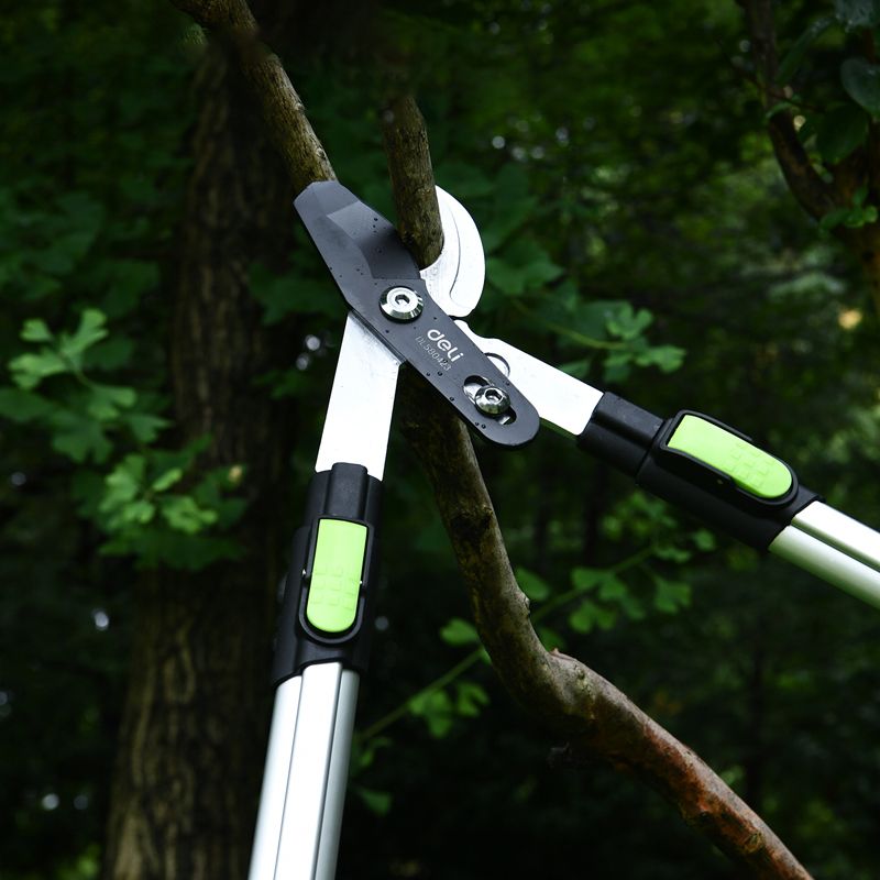 Секатор садовый "Deli", 630-870 мм, телескопический, черный, зеленый