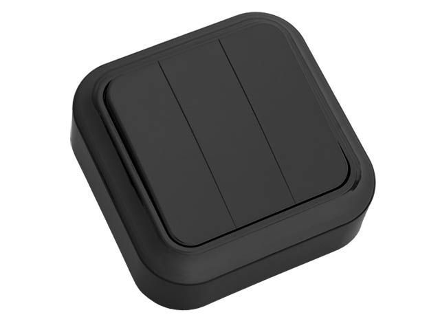 Выключатель 3 клав., открытый, 6А, черный, Пралеска, Bylectrica А05 6-137чер