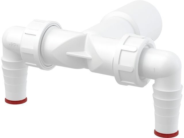 Колено с двумя штуцерами DN40/32 / 17-23 c обратными клапанами, Alcaplast P155Z