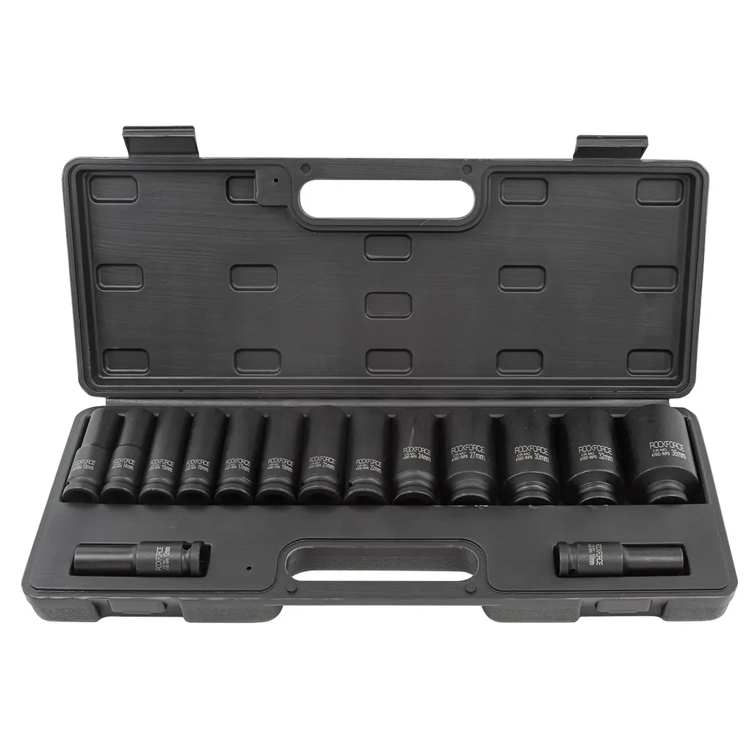 Набор головок ударных глубоких 15 пр., 1/2'' 12-гр., 10-36 мм RockForce RF-4166D-9MPB
