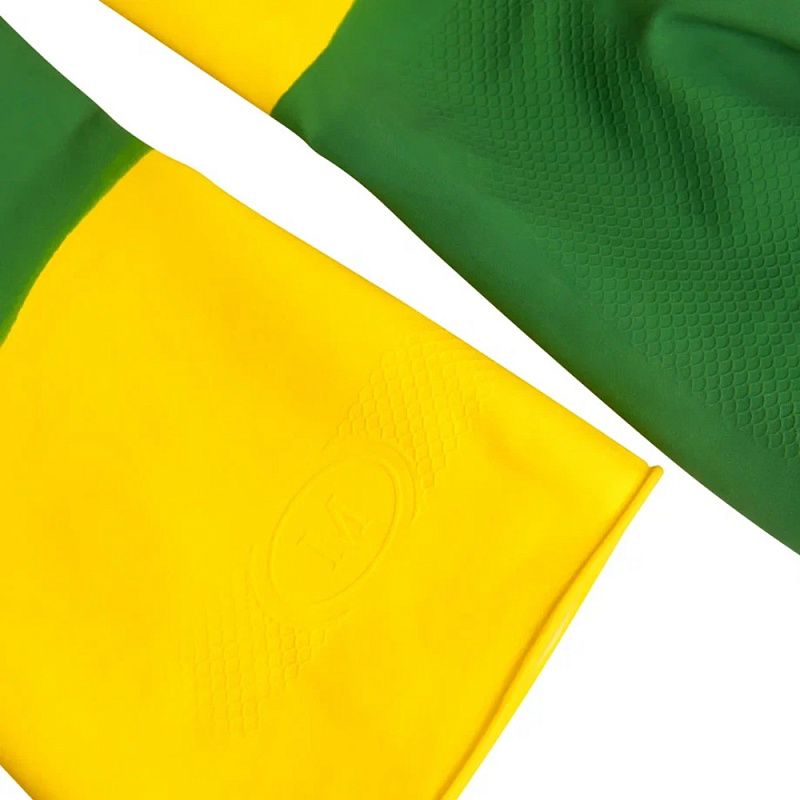 Перчатки латексные хозяйственные Zaubex БИКОЛОР, усиленные, р-р M, зеленый, желтый