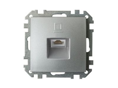 Розетка 1-ая компьютерная (скрытая) серебро, Стиль, Bylectrica РК18-007сер