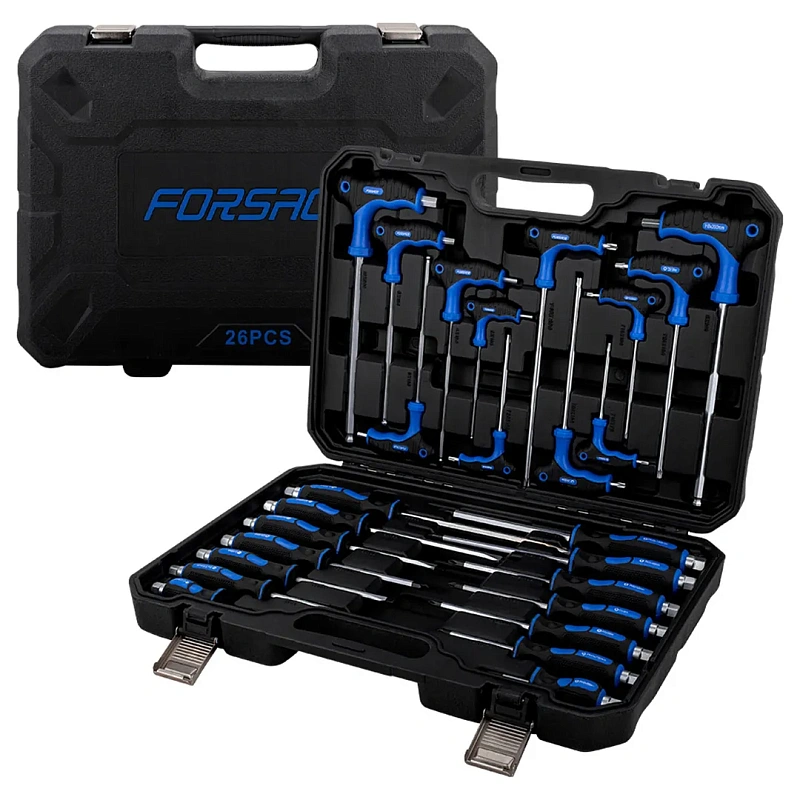 Набор отверток PH, PZ, SL и ключей Т-образных Torx, Hex 26 пр Forsage F-2269H