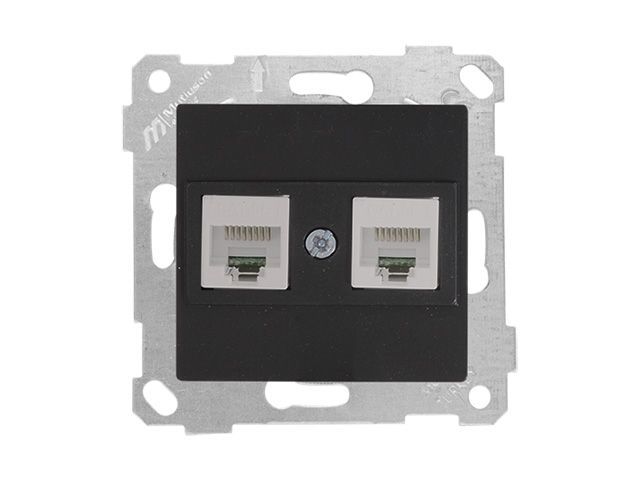 Розетка компьютерная 2xRJ45, Cat6, скрытая, без рамки, черная, RITA, Mutlusan 22001410184