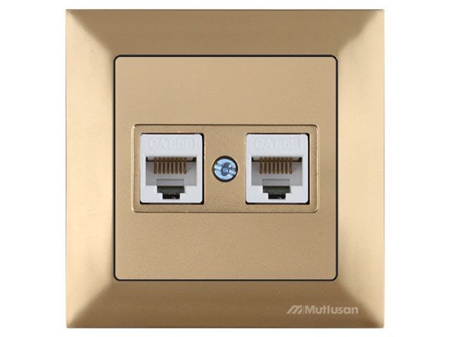 Розетка компьютерная 2xRJ45, Cat5e, скрытая, золото, DARIA, , 2xRJ 45, 8-pin, соединения типа 568A или 568B, Mutlusan 21201380180