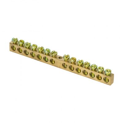 Шина PEN "ноль-земля" (6х9мм) 14 отверстий латунь крепеж по центру розничный стикер EKF PROxima sn0-63-14-r