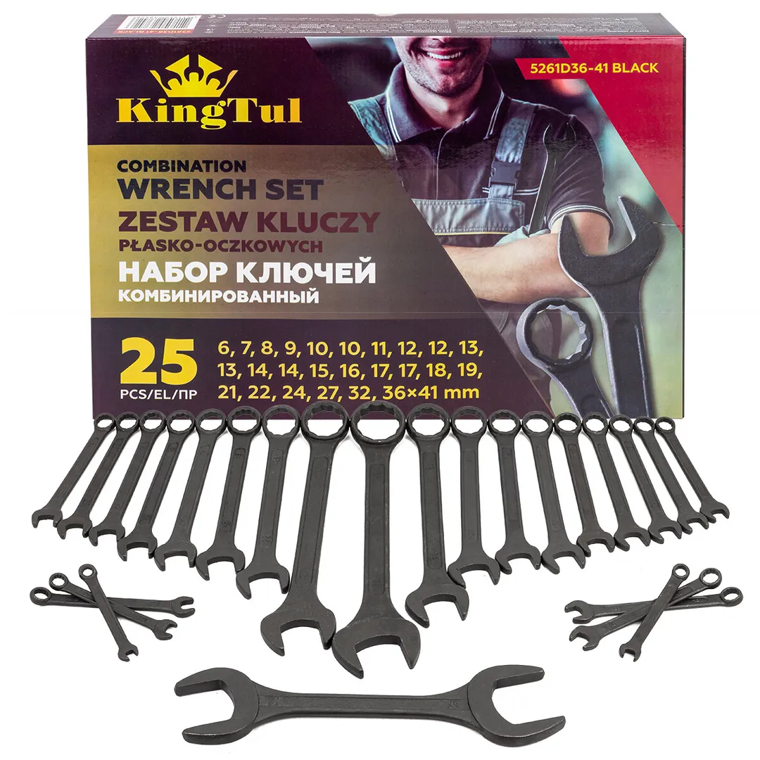Набор ключей комбинированный 6-32 мм 25 пр KINGTUL KT-5261D36-41 BLACK