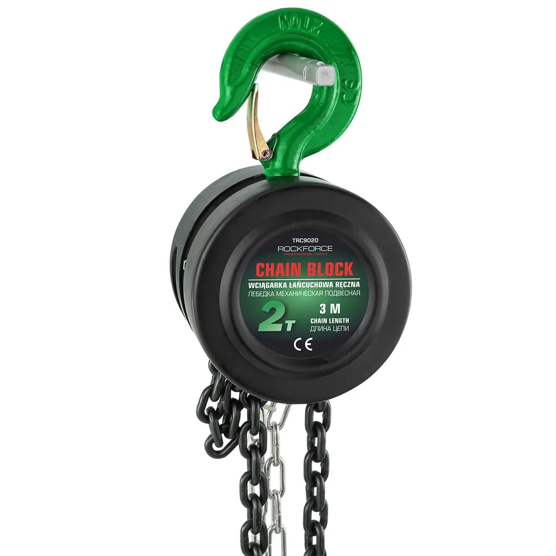 Таль механическая 2 т, цепная, с фиксацией цепи натяжения, L цепи 2.5 м RockForce RF-TRC9020