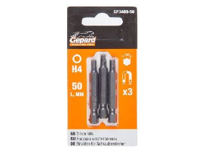 Бита HEX H4 мм 1/4'' 50 мм 3 шт  GEPARD GP3400-50