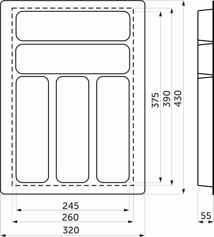 Лоток для столовых приборов 400 BASIC 320*430, серый AKS 113714