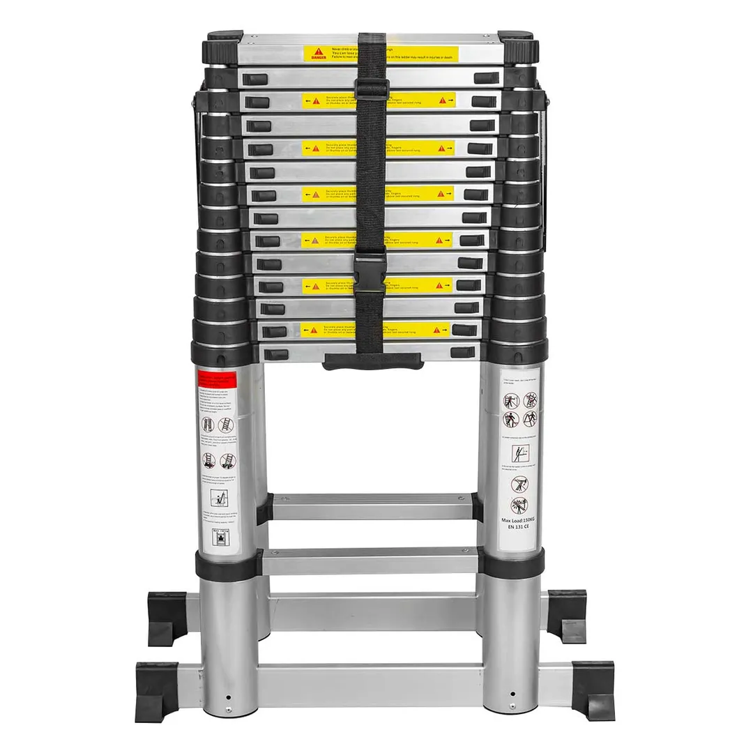 Лестница телескопическая двухсекционная 0.9-4.4+4.4 м, 14+14 ступенек, нагрузка 150 кг, ForceKraft FK-BL-TA440