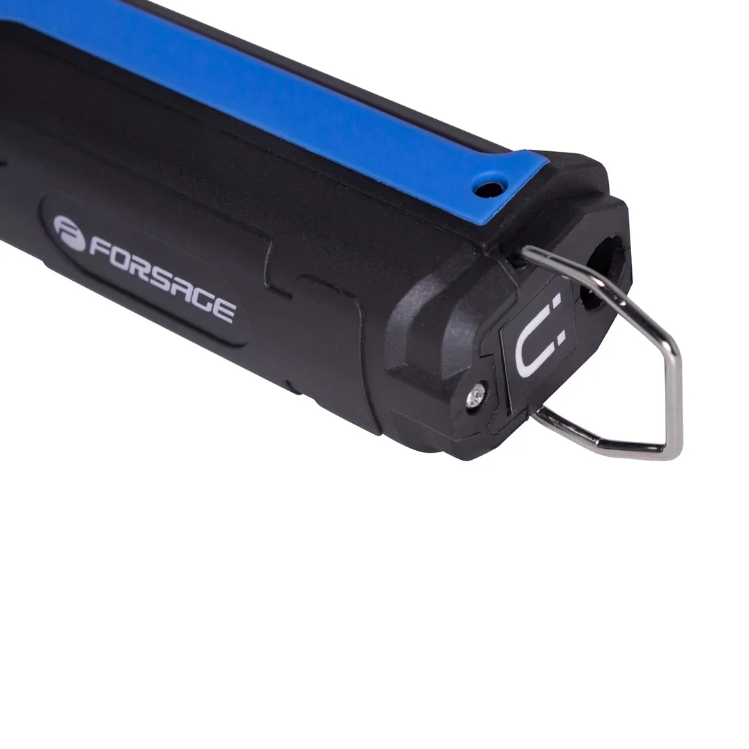 Лампа светодиодная аккумуляторная с магнитом 5W/3WCOB, 150/360Lumen, 3.7V, 2000mAh, t зарядки 4 ч, USB Forsage F-EL2301