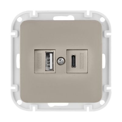 Розетка с двумя USB-разъемами (скрытая узел) песочная Astrum Bylectrica РП5-6562 песочн