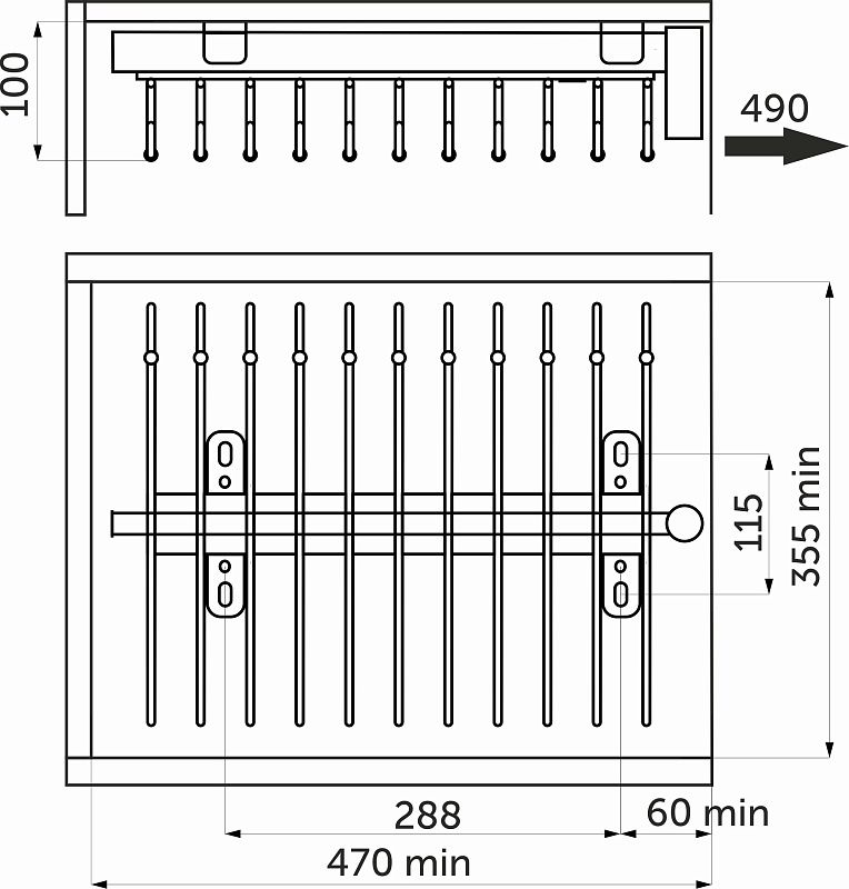 Выдвижная вешалка для брюк крепл.верх., хром GRIDLI 113941