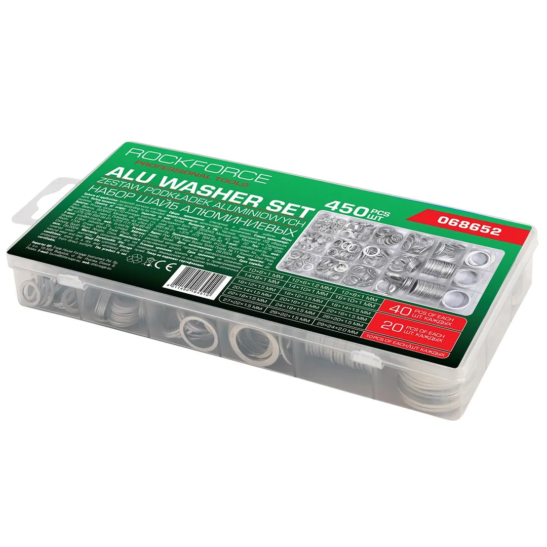 Набор алюминиевых шайб 10-29 мм 450 пр RockForce RF-068652