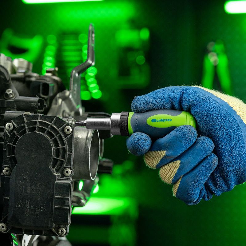 Отвертка реверсивная с набором бит PH, PZ, SL, HEX, Torx CrV 41 пр Сибртех 133587