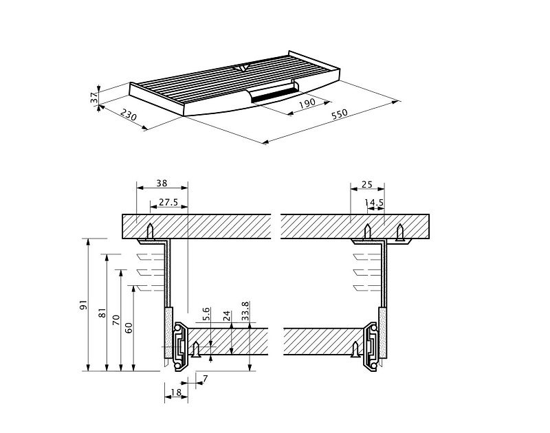 Полка под клавиатуру серая AKS 114729
