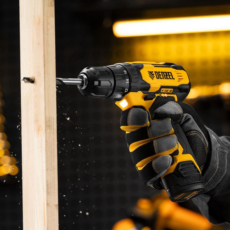 Дрель-шуруповерт аккумуляторная CDQ-12, Li-Ion, 12 В Denzel 26106