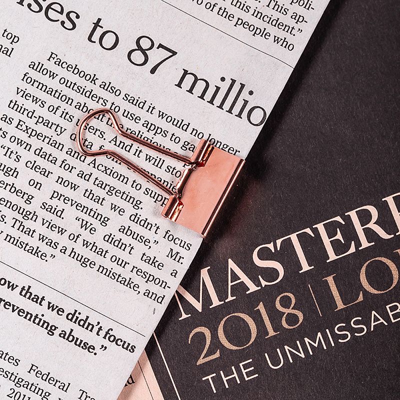 Зажим для бумаг "Deli", 19 мм, 25 штук, розовое золото