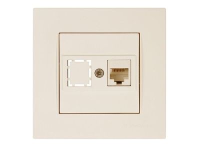 Розетка компьютерная 1xRJ45, Cat6, скрытая, кремовая, RITA, Mutlusan 22201400102