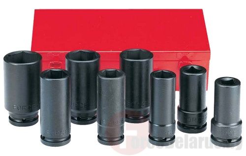 Набор ударных глубоких 6-гр. и 4 -гр. головок Force 6082D (27-41 мм) 8 пр. 3/4''