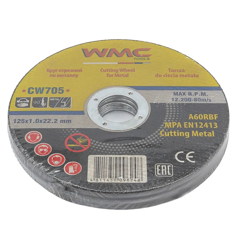 Круг отрезной 125x1.0x22.2 мм, 10 шт WMC TOOLS WMC-CW705(10 шт к-т)
