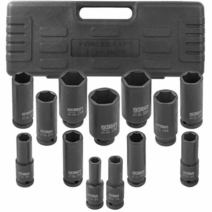 Набор головок ударных глубоких 10-32 мм 6-гр 1/2'' 13 пр ForceKraft FK-4131-5MPB