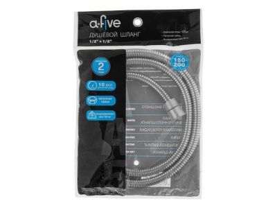 Шланг душевой, SUS/EPDM, 1/2" г-г 150-200 см, хром, гайка латунь, anti-twist A-five A5-021