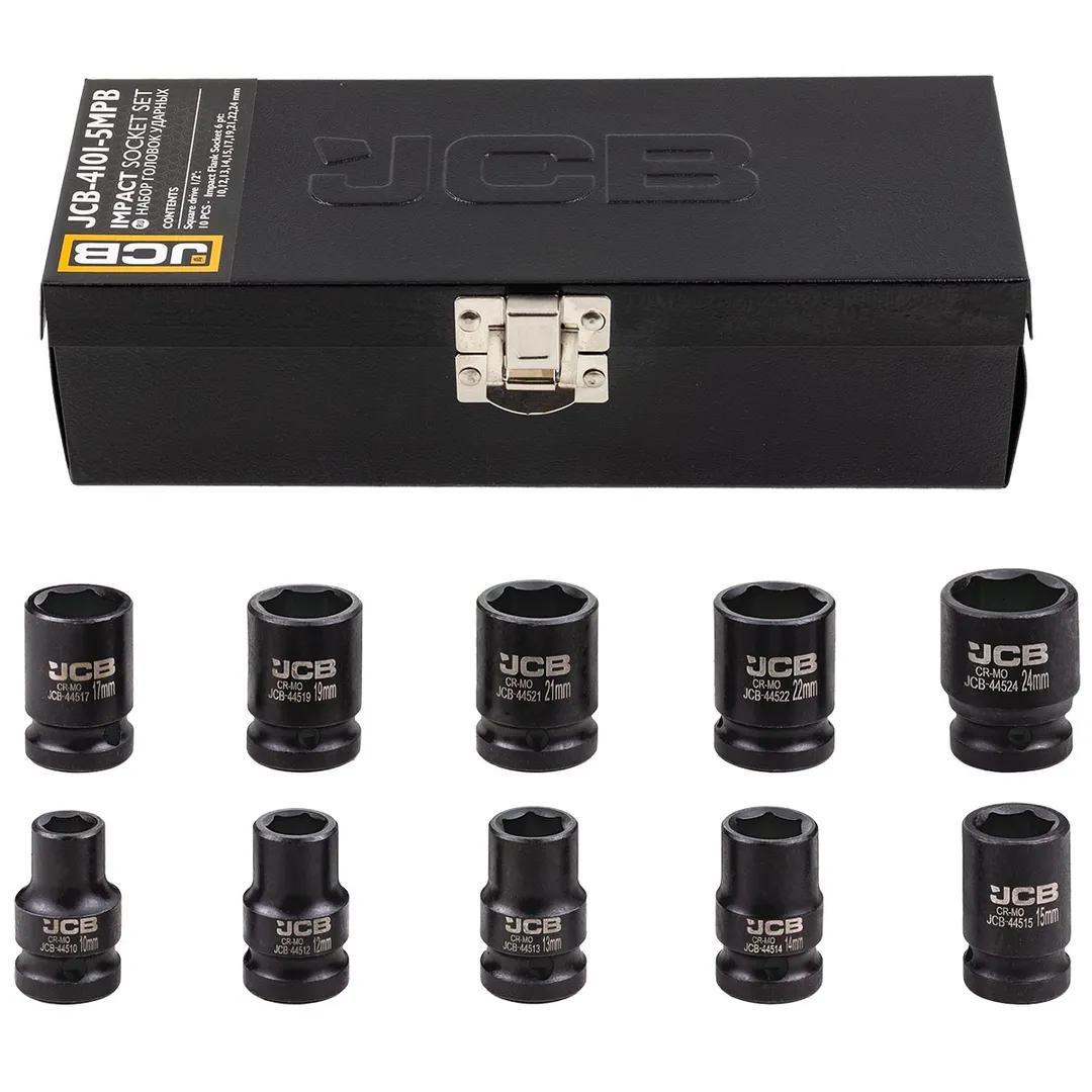 Набор ударных головок 10-24 мм, 10 пр, 1/2'' 6-гр JCB JCB-4101-5MPB