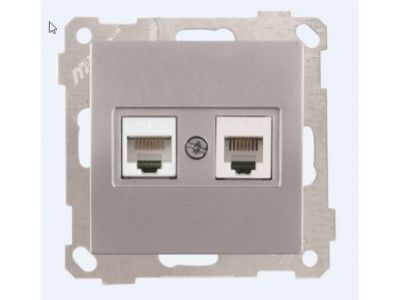 Розетка телефонная + компьютерная, RJ12+Cat5e, скрытая, без рамки серебро, DARIA, Mutlusan 2100 139 0182