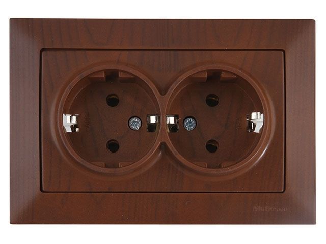 Розетка 2-ая, скрытая, с/з, керамика, орех, DARIA, 16 A, 250 V, IP 20, Mutlusan 21202000257