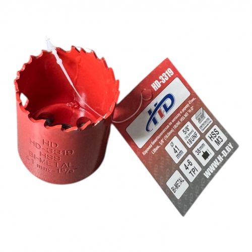 Коронка биметаллическая по металлу и дереву 41 мм., L38 мм., 5/8"-18UNF, HSS M3 H-D HD-3319
