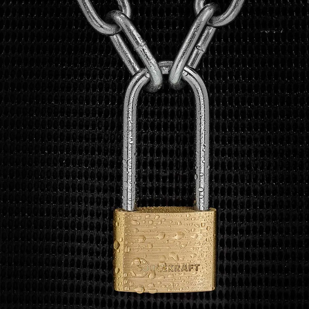 Замок навесной латунный с удлиненой дужкой 50 мм ForceKraft FK-LTY50