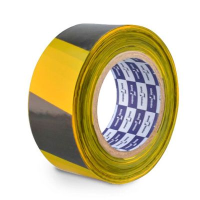 Лента оградительная "Klebebander", 5 смx200 м, черный, желтый