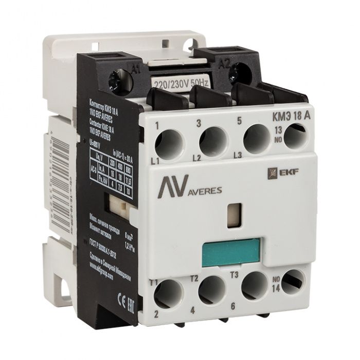 Контактор КМЭ 18А 1NO 400В АС EKF AVERES ctr-s-18-10-400-av