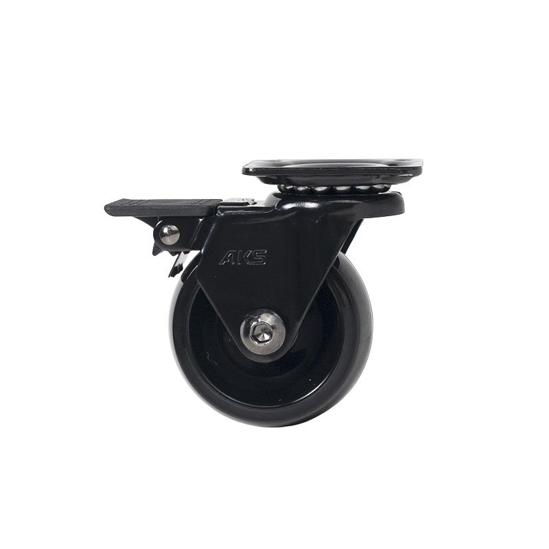 Колесо меб. ORION d50 h64 с площадкой с торм., черный AKS 122756