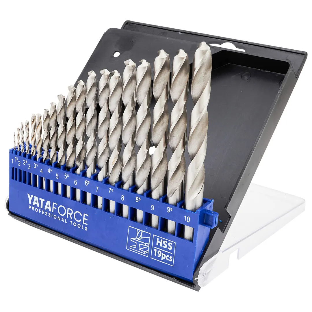 Набор сверл по металлу HSS 1-10 мм 19 пр YATAFORCE YF-DBS19