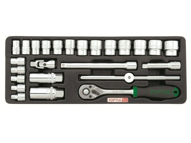 Набор головок 3/8'' 25 пр. 6-гр. 136х364 мм в ложементе Toptul GCAT2502