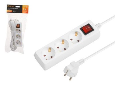 Удлинитель 5 м, 3 роз., 2,2кВт, с/з, выкл, ПВС 3х0,75, Юпитер JP8104-22