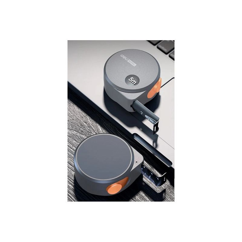 Рулетка Deli HS HT8519C, 5 м х 19 мм, Soft Touch, оранжевый