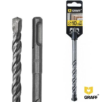 Сверло по бетону 10x100x160 мм SDS-plus GRAFF 6210160