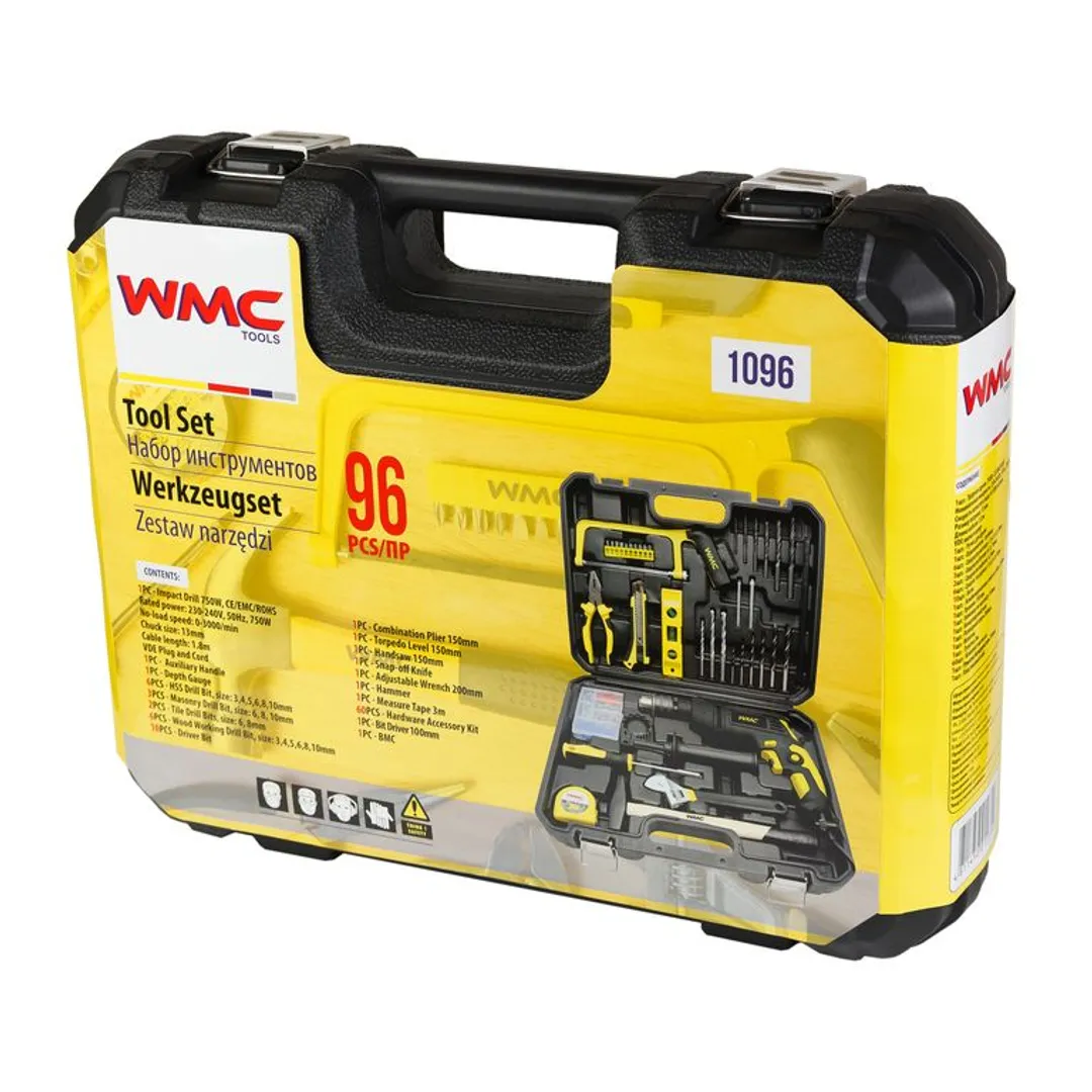 Дрель ударная с набором инструментов 96 пр WMC TOOLS WMC-1096