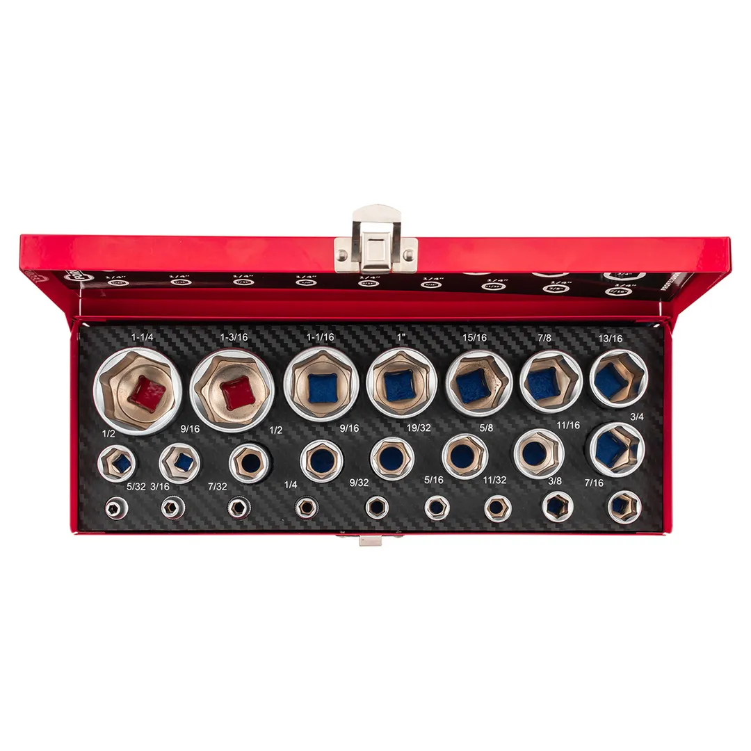 Набор дюймовых головок 1/4''&1/2'' 25 пр ForceKraft FK-50121I