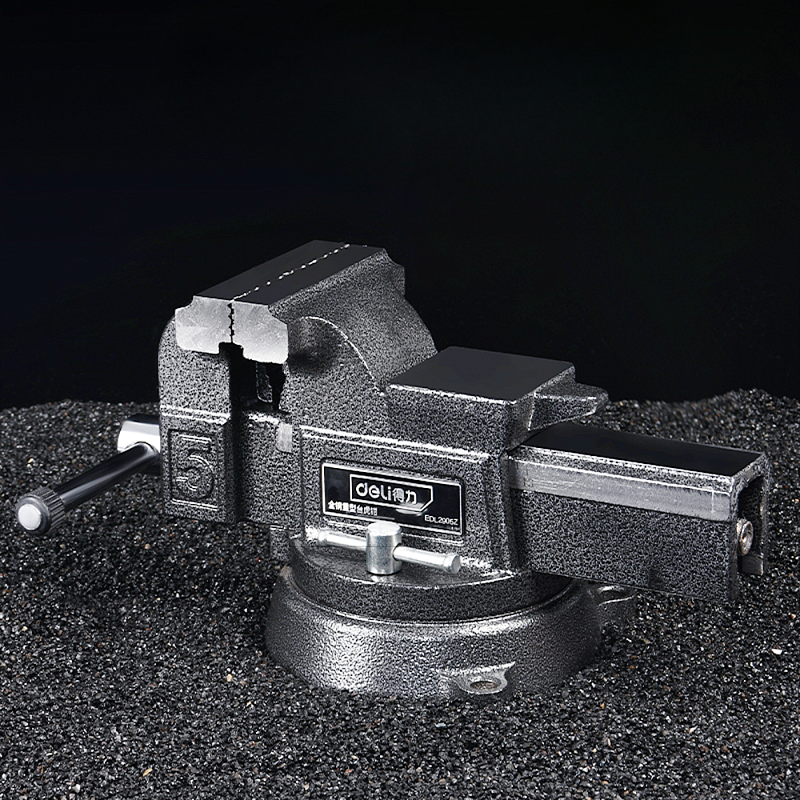 Тиски стальные Deli YS EDL2905Z, поворотные, с наковальней, 5"-125 мм