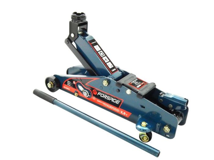 Домкрат подкатной гидравлический 2,5 т с фиксацией, 140-387 мм, в кейсе с резиновой накладкой Forsage F-TH22501C кейс