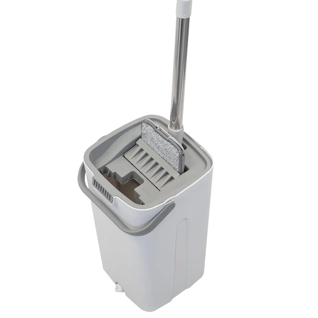 Швабра малая c телескопической ручкой в комплекте с ведром для отжима, цвет белый WMC TOOLS WMC-13(white)