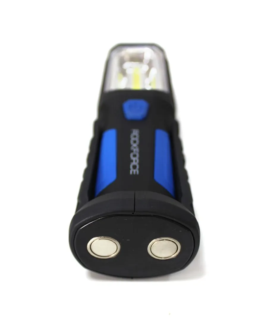 Лампа светодиодная аккумуляторная(4W COB+1W,2 магнита,крючок,180гр.,250Lm,2000mAh,зарядка12V,время раб.5ч,время заряд.3ч) RockForce RF-L02