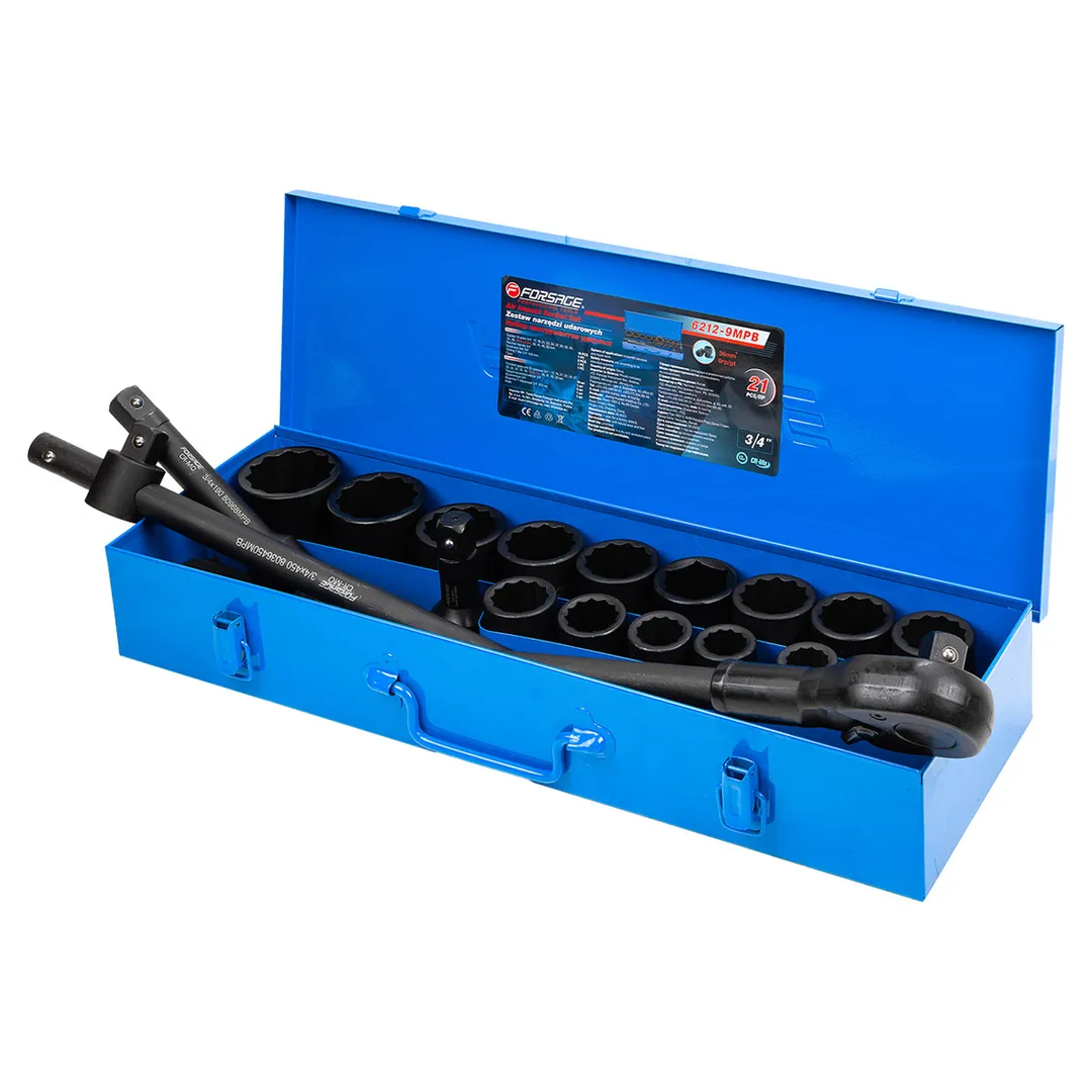 Набор инструментов ударных 21 пр, 3/4'' 12-гр. Forsage F-6212-9MPB