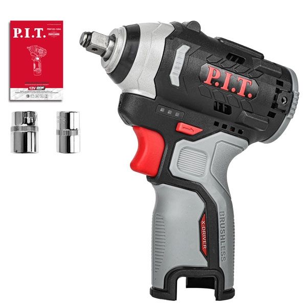 Гайковерт IMPACT аккум. бесщеточный PIW12K-120A SOLO (12В, 120Нм, 3ск, квадр 3/8", 0-3400 уд) PIT PIW12K-120A